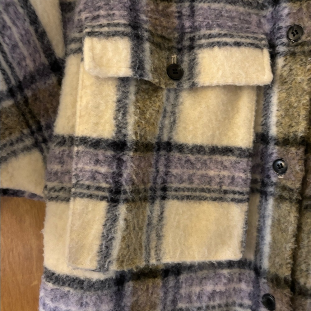 Zara Checkered Teddy Jacket - Purple and Green - Picture 6 of 11